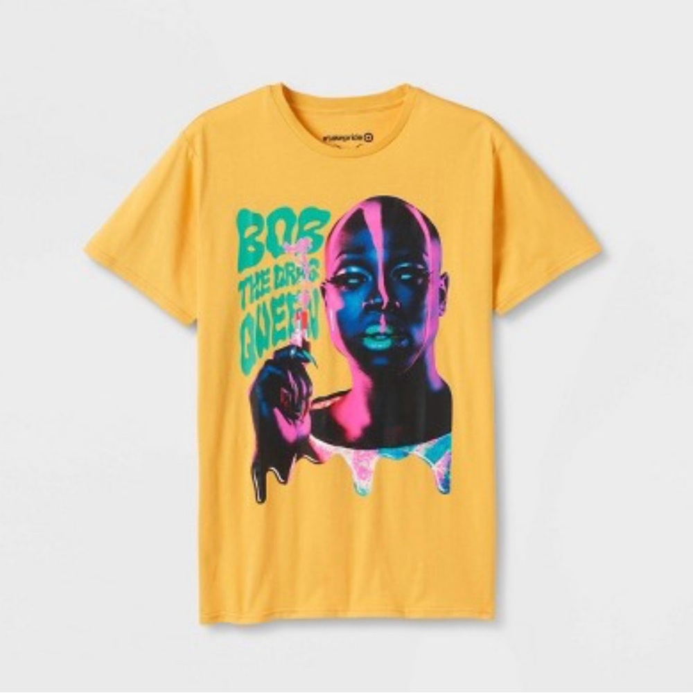 Take Pride Adult Tee Shirt - “Bob the Drag Queen” Yellow size Medium